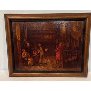 Vintage Old World Genre Scene Framed Print European Gentleman Interior